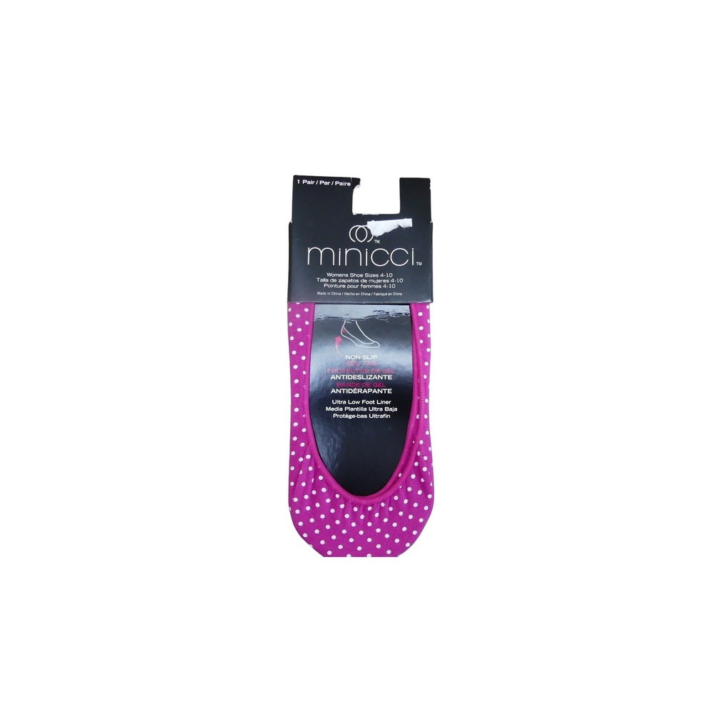 Minicci Foot Liner Women 4-10 Pink New Polka Dot Non-Slip No Show Socks